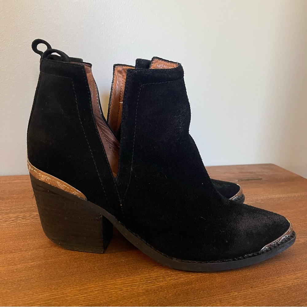 Jeffrey Campbell Cromwell Black Suede Western Ankle Boots 7.5 - Picture 3 of 6